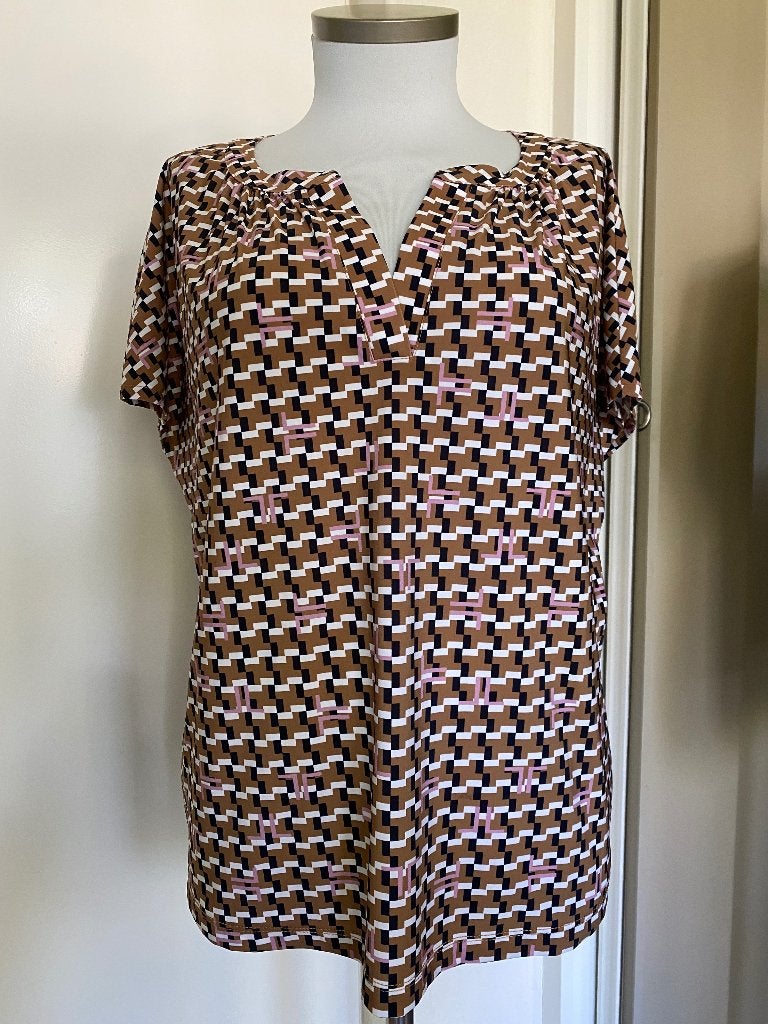 tsetje Jane Lushka L zwart/camel/roze travelstof, Kleding | Dames, Overige kleuren, Maat 42/44 (L), Ophalen of Verzenden, Zo goed als nieuw