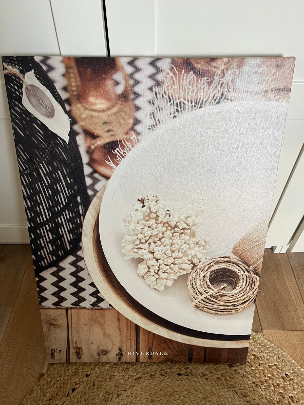 Schilderij van Riverdale, bruin beige met zwart, kunst, muur, Ophalen, 50 – 75, Zo goed als nieuw, Schilderij