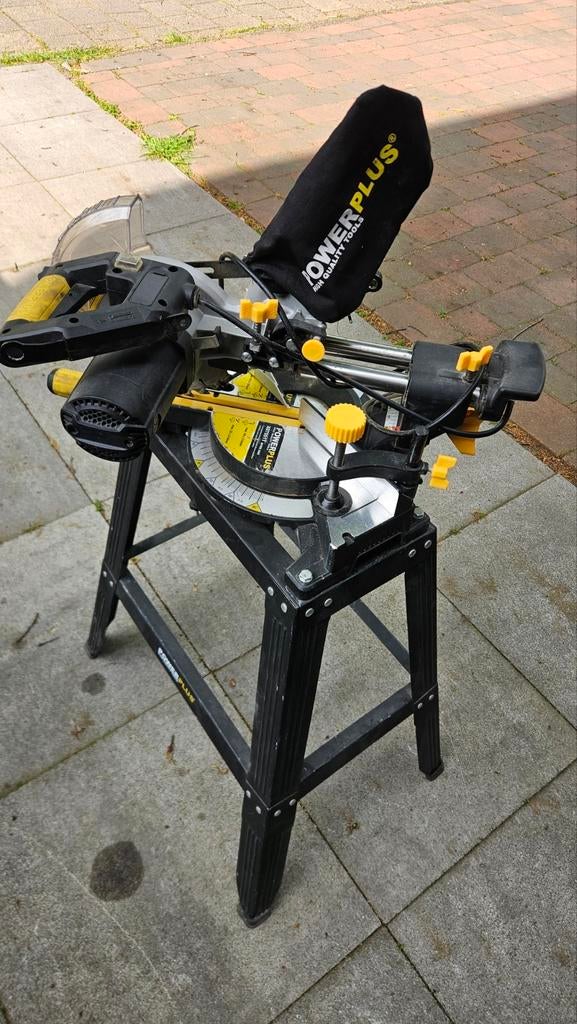 Sliding Compound Mitre Saw, nat-droogstofzuiger, Gebruikt, Ophalen of Verzenden, Powerplus, Afkortzaag