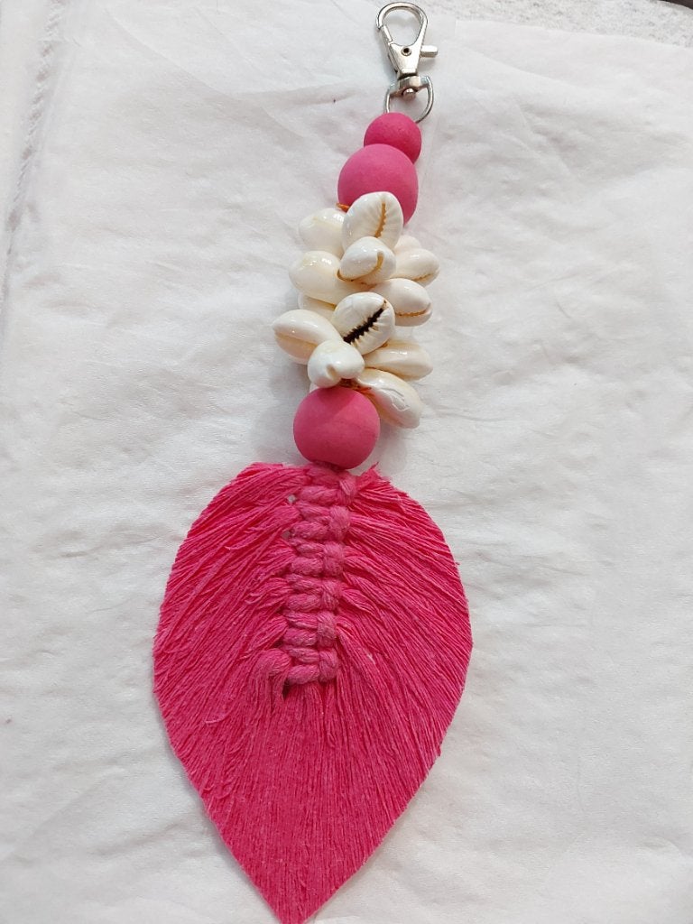 Roze sleutelhanger met schelpen, Verzenden, Nieuw, Overige typen