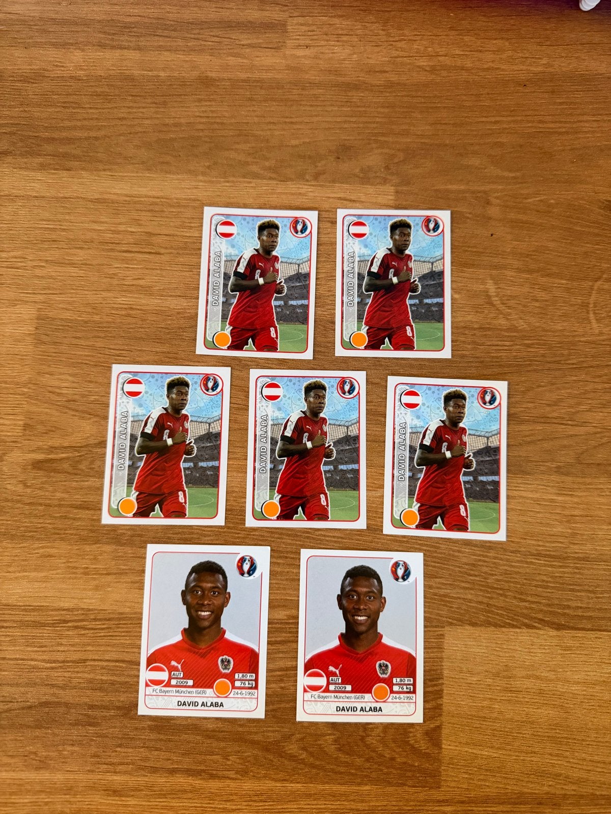 Panini UEFA Euro 2016 David Alaba stickers (portret/actie), Ophalen of Verzenden, Gebruikt, Sport