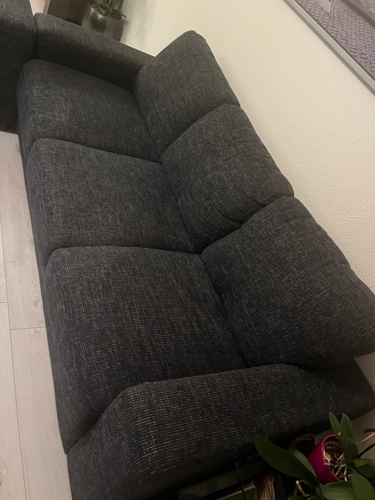 Comfortabele donkergrijze hoekbank, Ophalen, 250 tot 300 cm, 100 tot 125 cm, Hoekbank