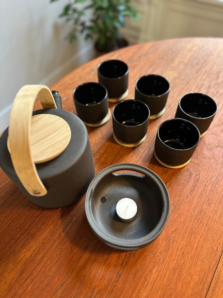 Stelton Theo theepot, theepot warmer, 6 koppen complete set, Overige merken, Ophalen of Verzenden, Zo goed als nieuw, Theepot