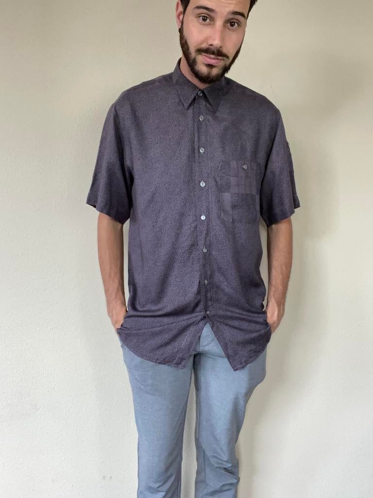 Vintage 90's overhemd / shirt / print / paars / S/M, Hgv, Gedragen, Hgv, Paars