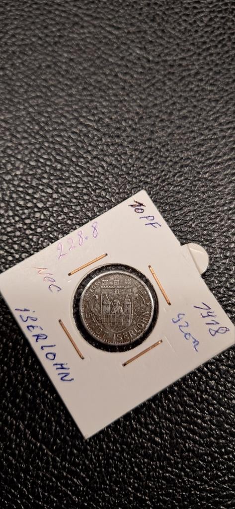 Duits notgeld 10 pfennig 1918 Iserlohn ijzer 228.8, Ophalen of Verzenden, Duitsland