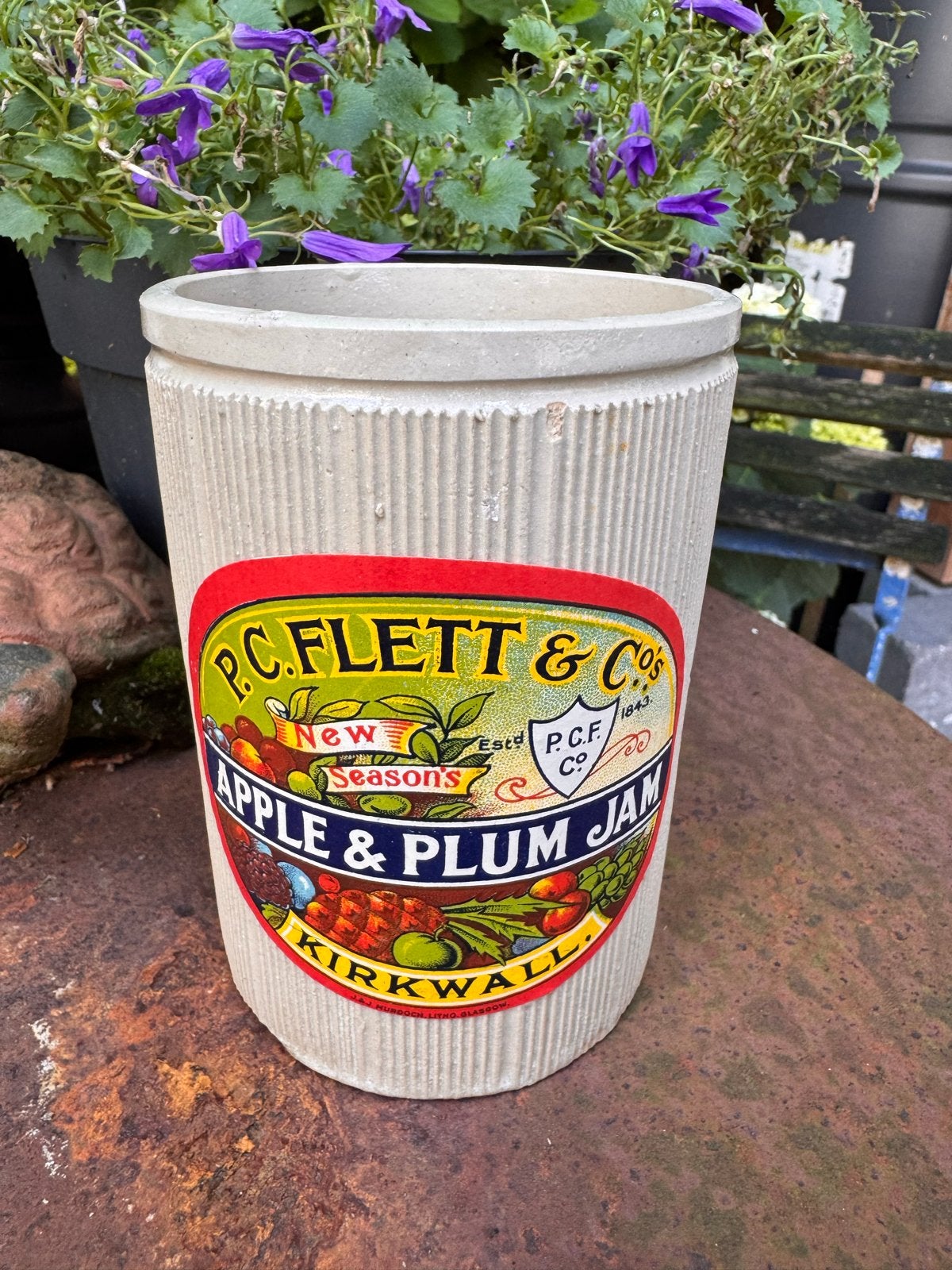 Antieke Engelse jam pot van Flett & Co met origineel etiket, Ophalen of Verzenden