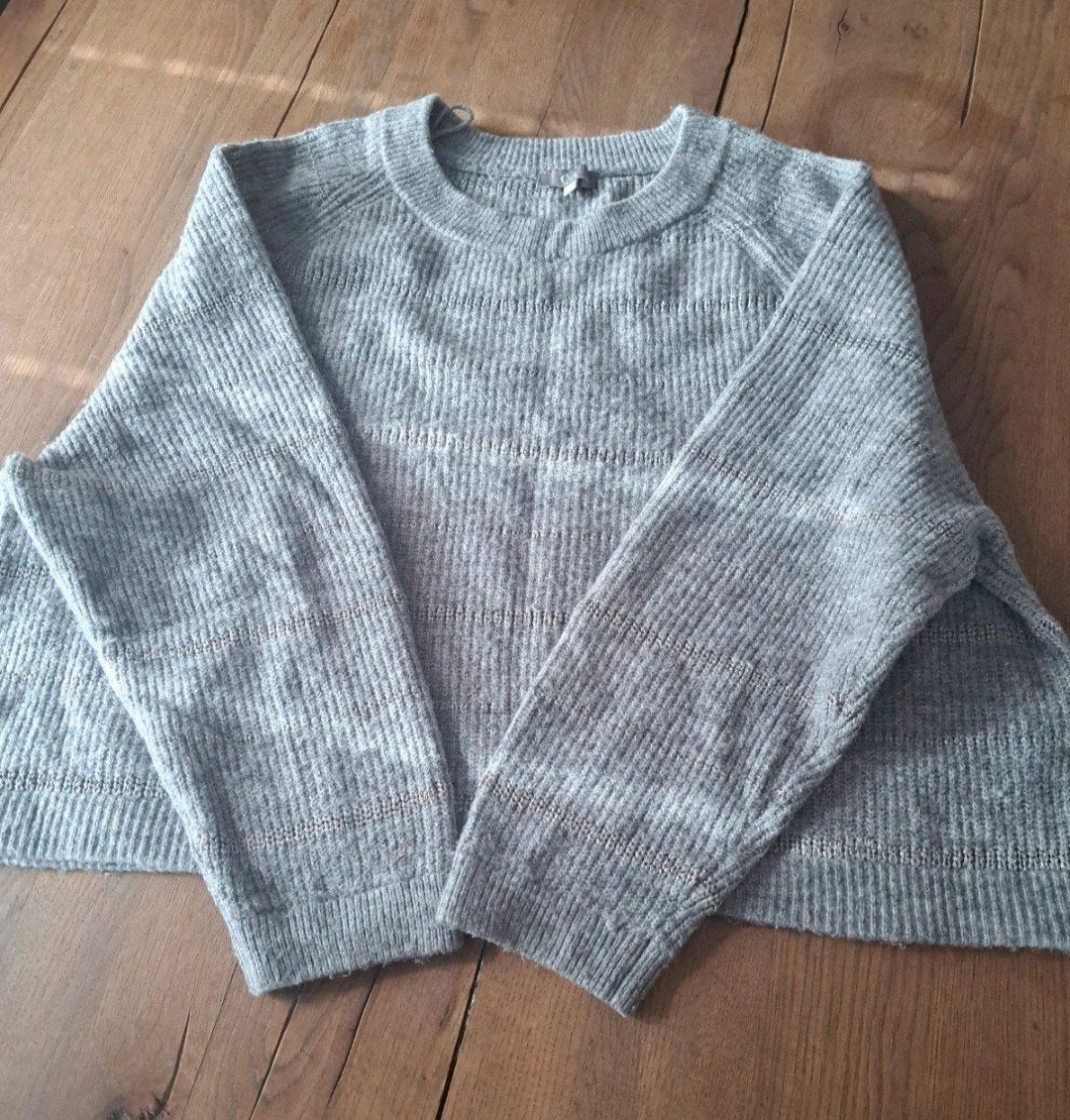 Grijze gebreide trui, Maat 38/40 (M), Ophalen of Verzenden, Zo goed als nieuw, Grijs