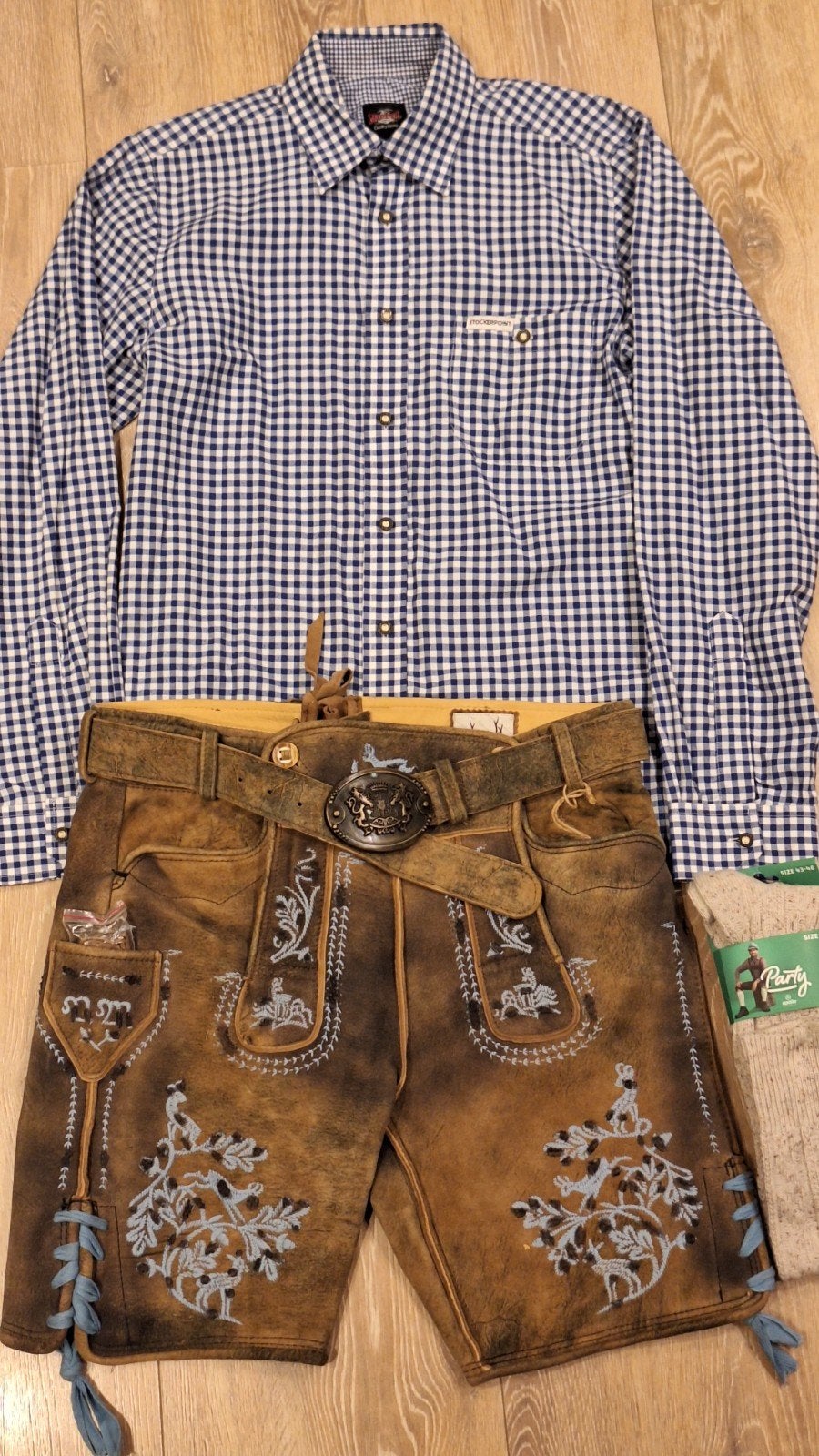 Lederhose 46 overhemd kousen oktoberfeest, Ophalen, Zo goed als nieuw, Maat 46 (S) of kleiner, Stockerpoint