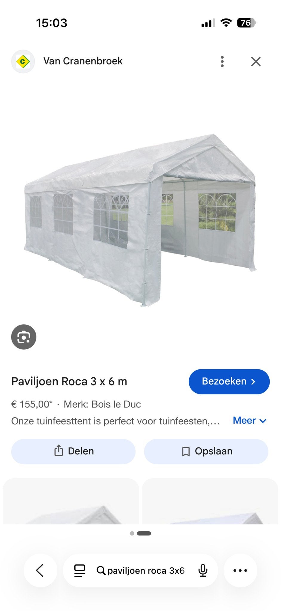 Paviljoen Roca 3 x 6 m - Ideaal voor tuinfeesten, Tuin en Terras, Minder dan 4 meter, Nieuw, Paviljoen, 5 tot 8 meter