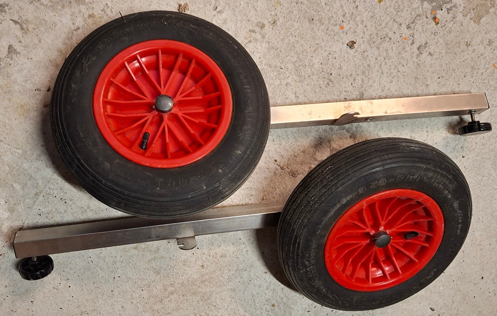 RVS bootwagen / strandwielen voor rubberboot, Ophalen, Gebruikt, Overige typen