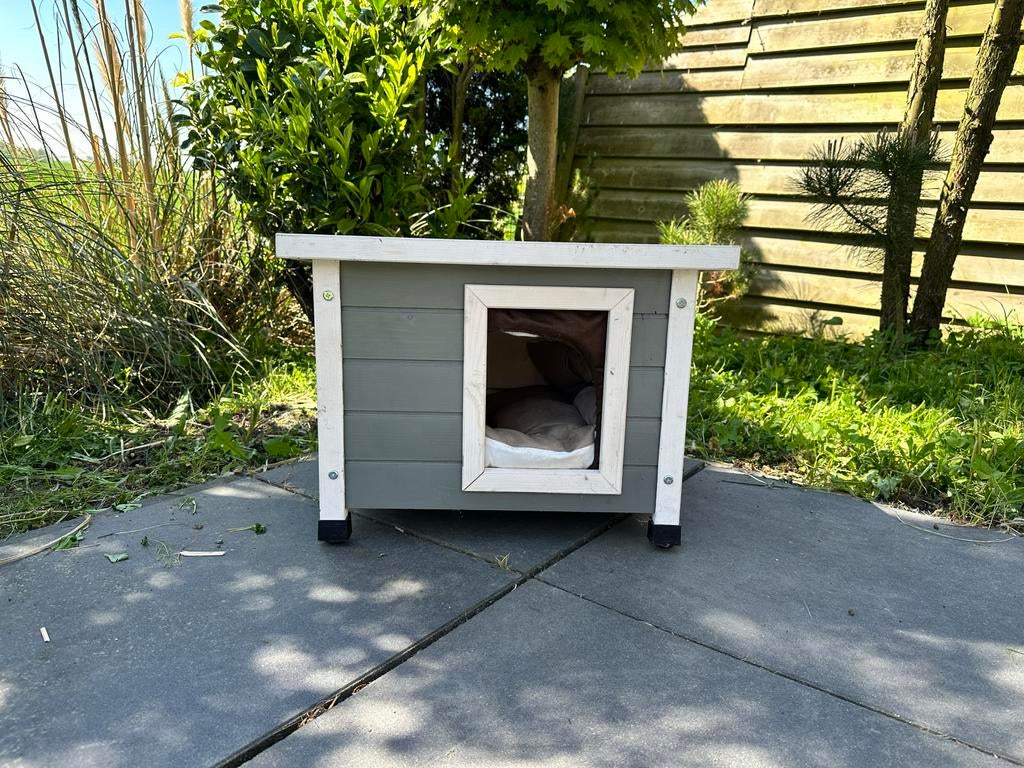 Luxe kattenhuisje voor buiten ebt met kussen, Ophalen, 110 cm of meer, Minder dan 65 cm