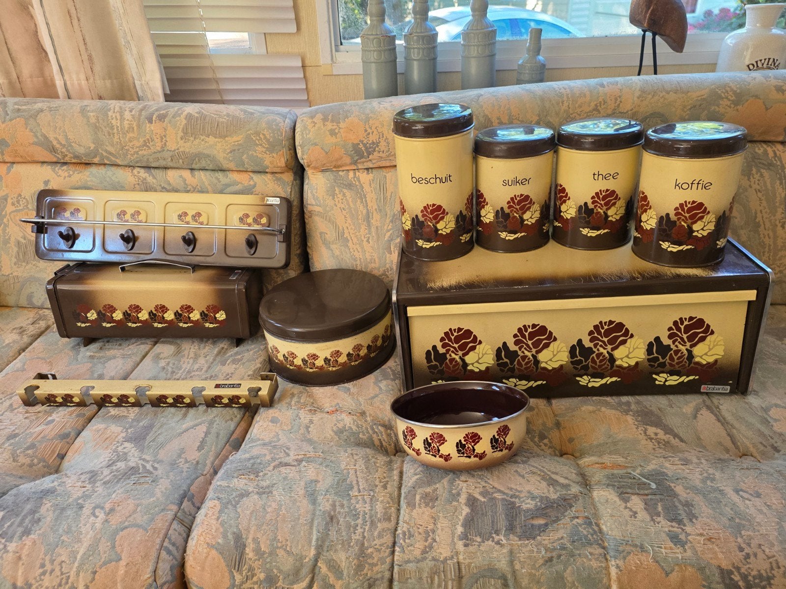 Vintage Brabantia voorraadbussen en broodtrommel set, Ophalen of Verzenden