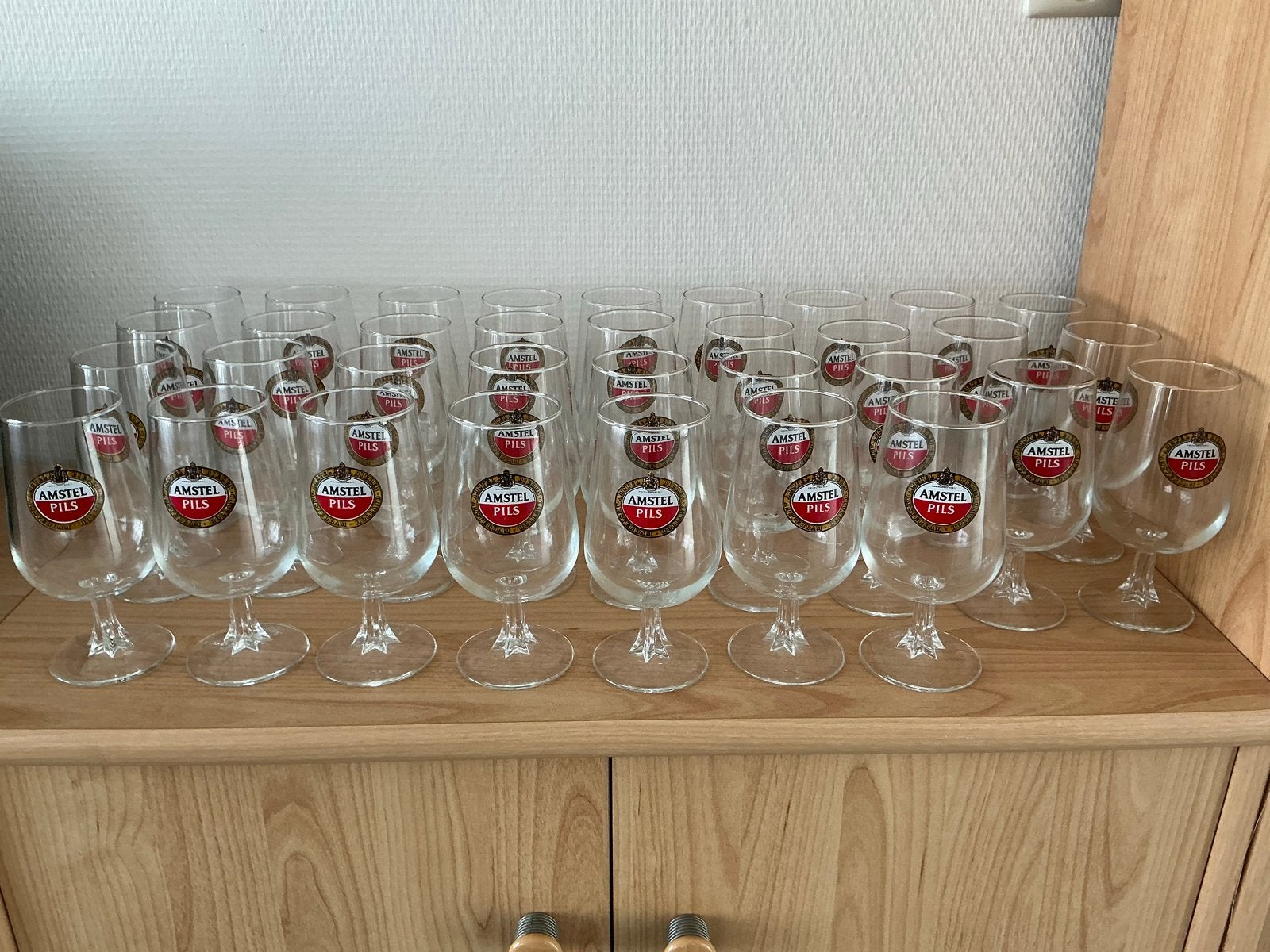 34 Amstel Pils bierglazen, Ophalen, Meerkleurig, Glas, Overige typen