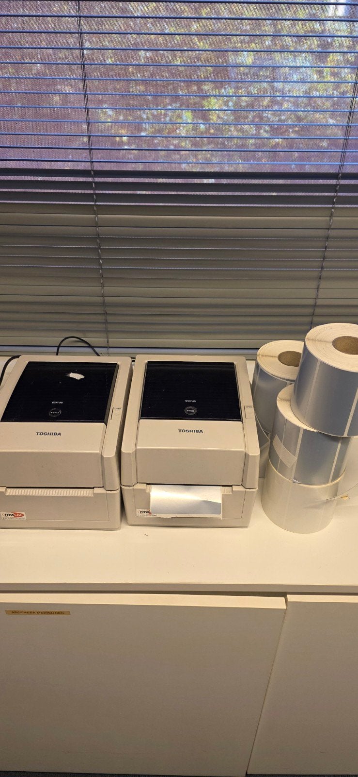 2x Toshiba B-EV4T Labelprinter met labels, Computers en Software, Ophalen, Zwart-en-wit printen, Printer, Thermo-printer