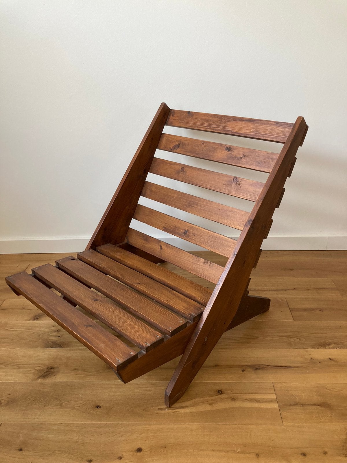 Scissor chair jaren 70, Huis en Inrichting, Stoelen, Ophalen, Gebruikt, Brutalisme vintage retro midcentury, Bruin