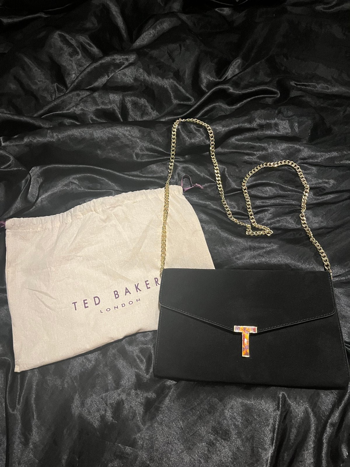 Ted Baker London Zwart leren Suède Schoudertasje, Ophalen of Verzenden, Zo goed als nieuw, Zwart, Schoudertasje