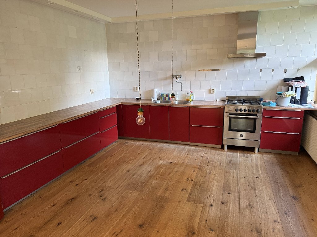 Complete rode keuken 318 x 410 cm, Ophalen, Gebruikt, Hoekkeuken, Kunststof