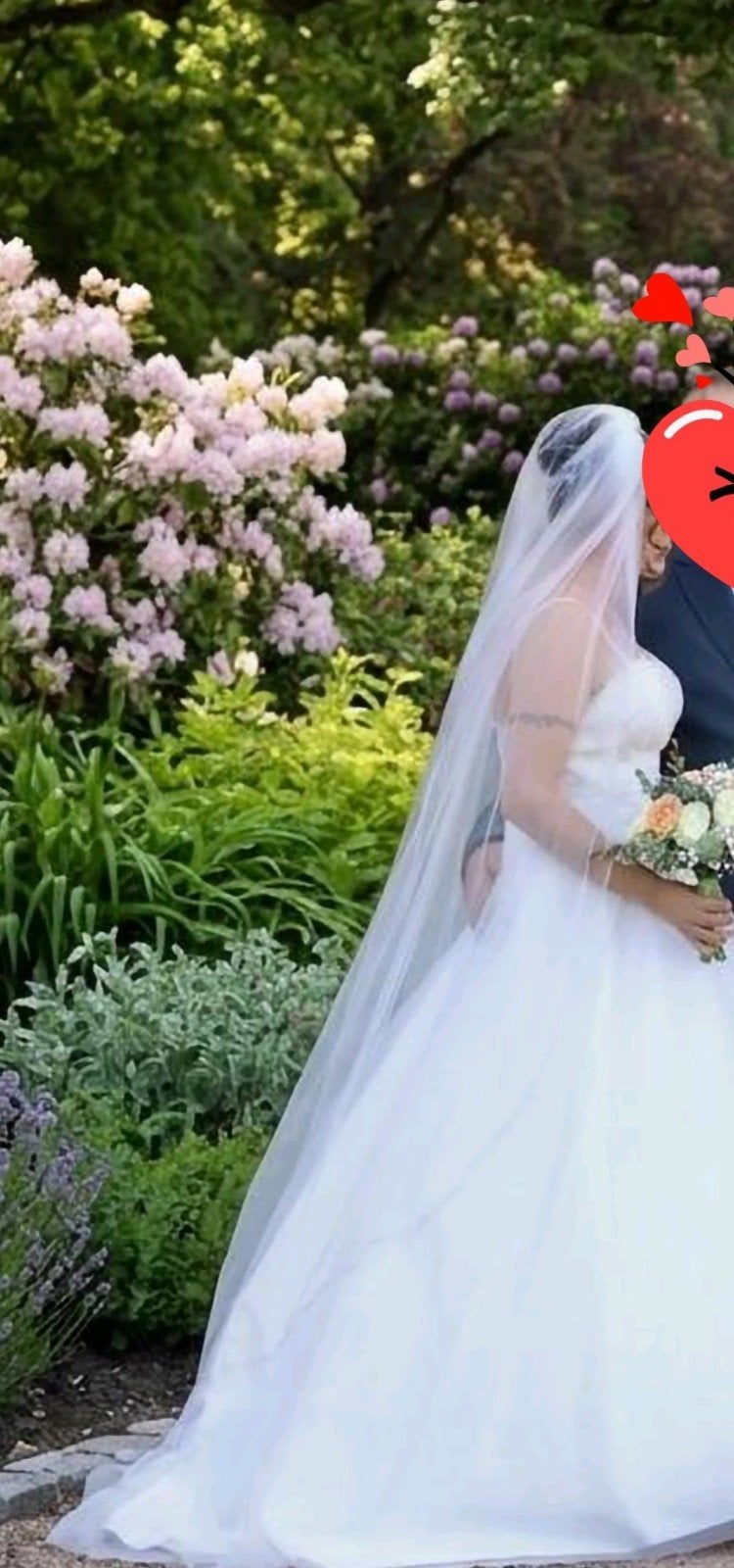 Mooie lange sluier met pareltjes en kraaltjes - Poirier, Wit, Ophalen of Verzenden, Zo goed als nieuw, Accessoires