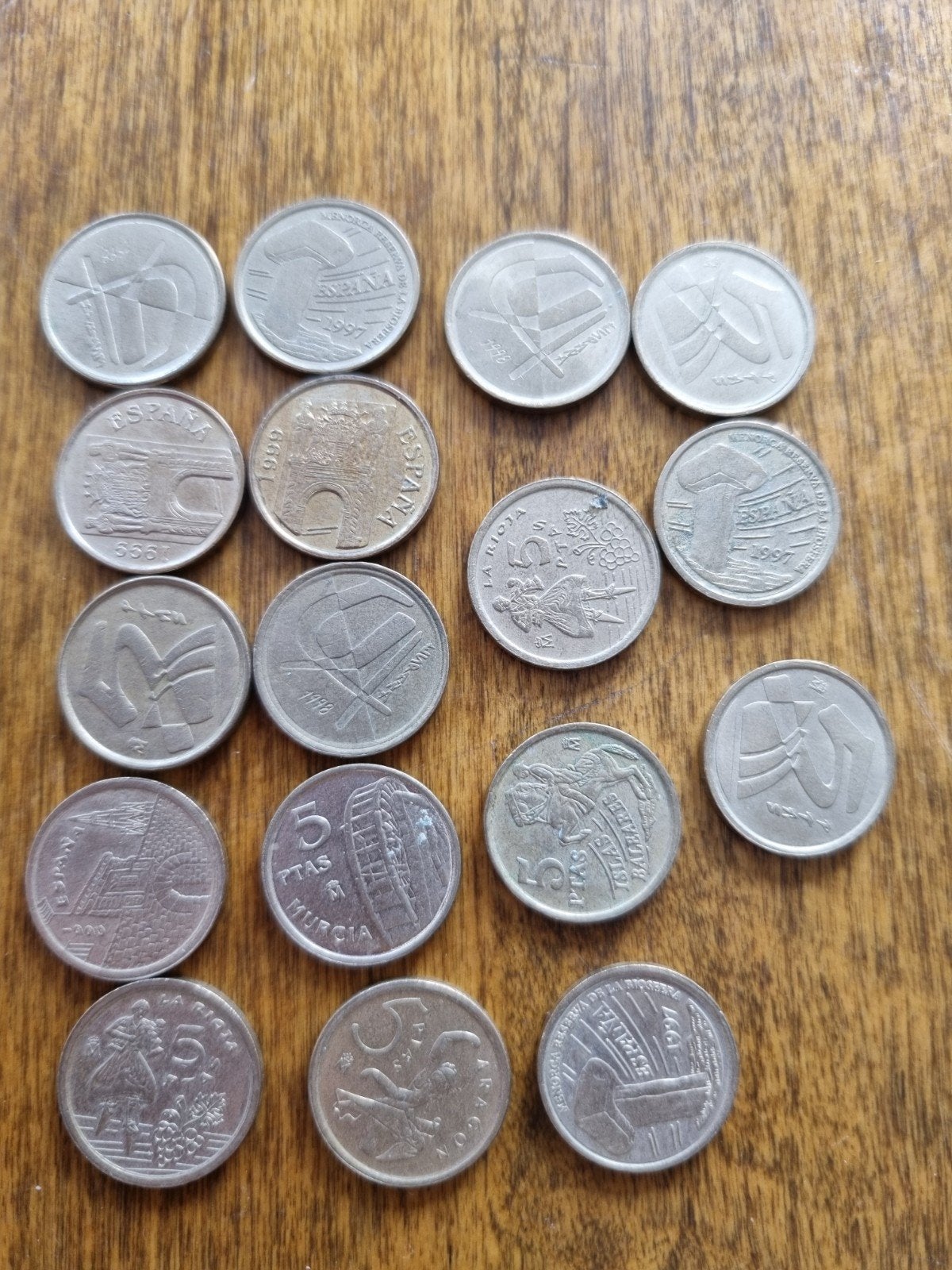 17 x Ptas 5 munt, meerdere jaartallen, Ophalen of Verzenden, Nederland, Munten