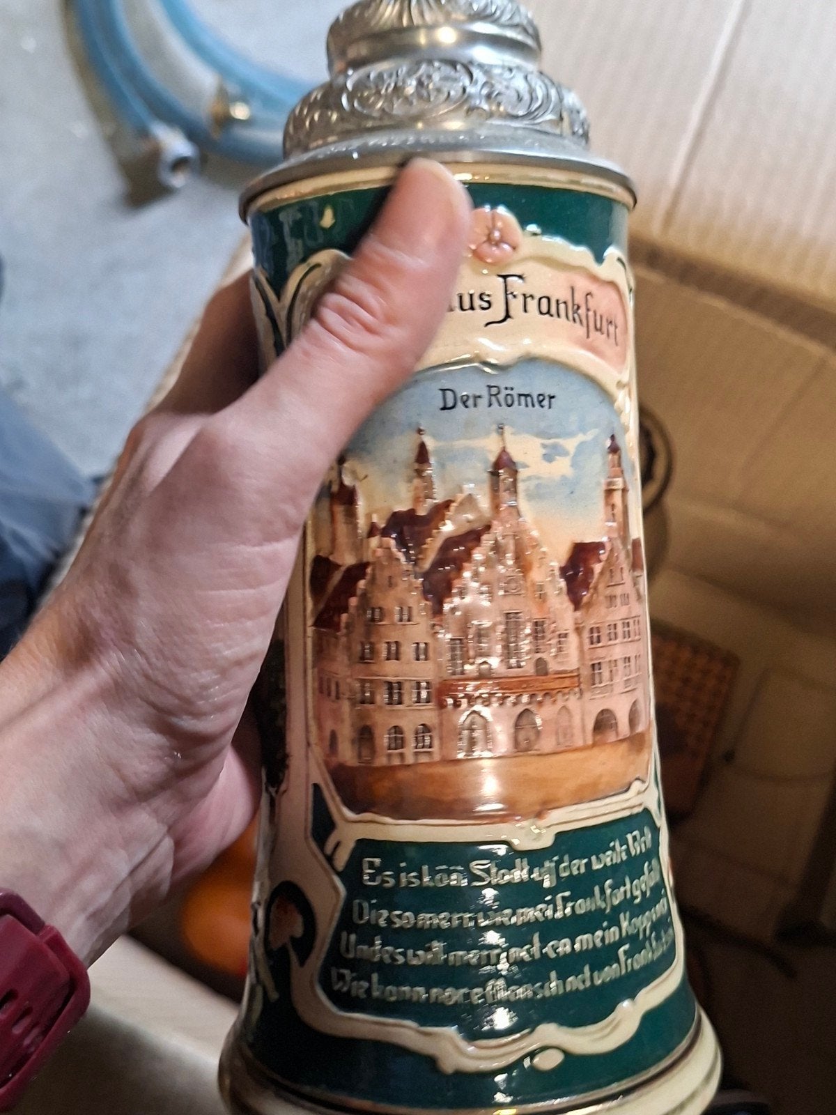 Vintage Duitse Bierpul - Gruss aus Frankfurt, Antiek en Kunst, Ophalen of Verzenden