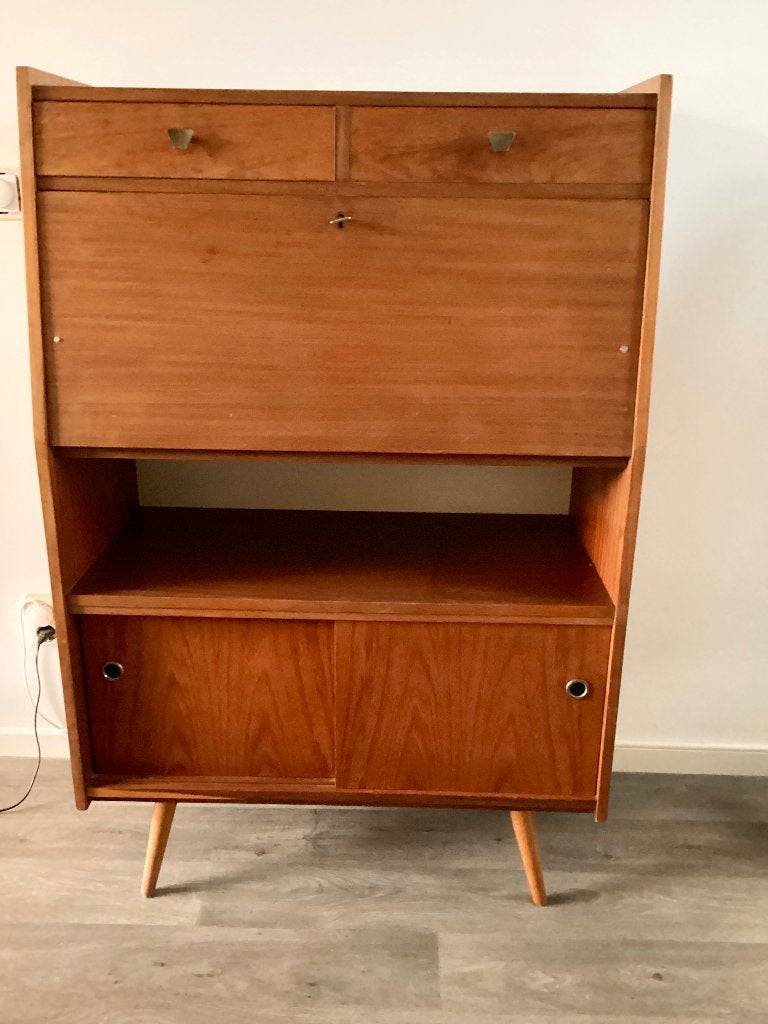 Vintage retro jaren 60 secretaire, Ophalen, Gebruikt, Vintage jaren 60