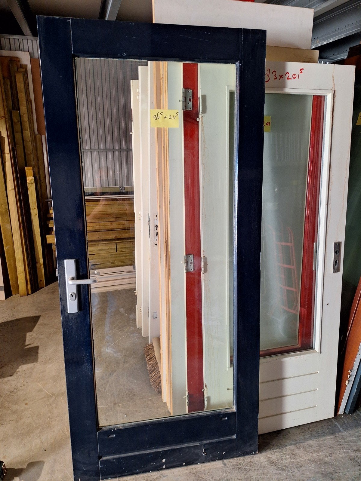 te koop schuurdeur, Doe-het-zelf en Verbouw, Ophalen, 200 tot 215 cm, Glas, Buitendeur