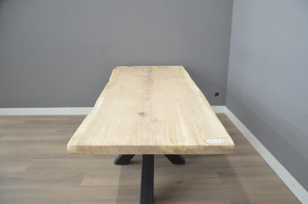 Industriële eiken boomstamtafel 250 cm, Verzenden, Nieuw, Hout