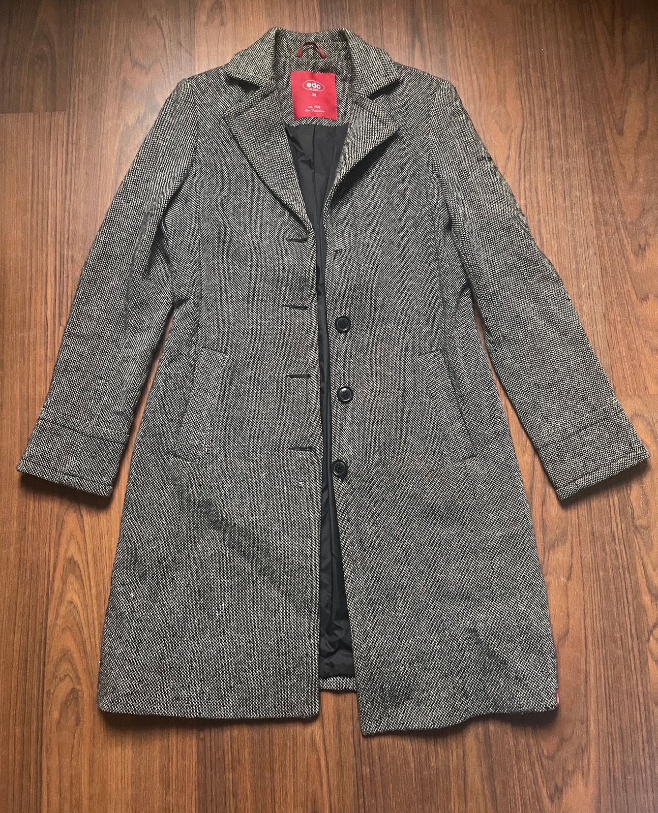 Lange winterjas grijs, XS, Kleding | Dames, Ophalen of Verzenden, Gedragen, Maat 34 (XS) of kleiner, Grijs