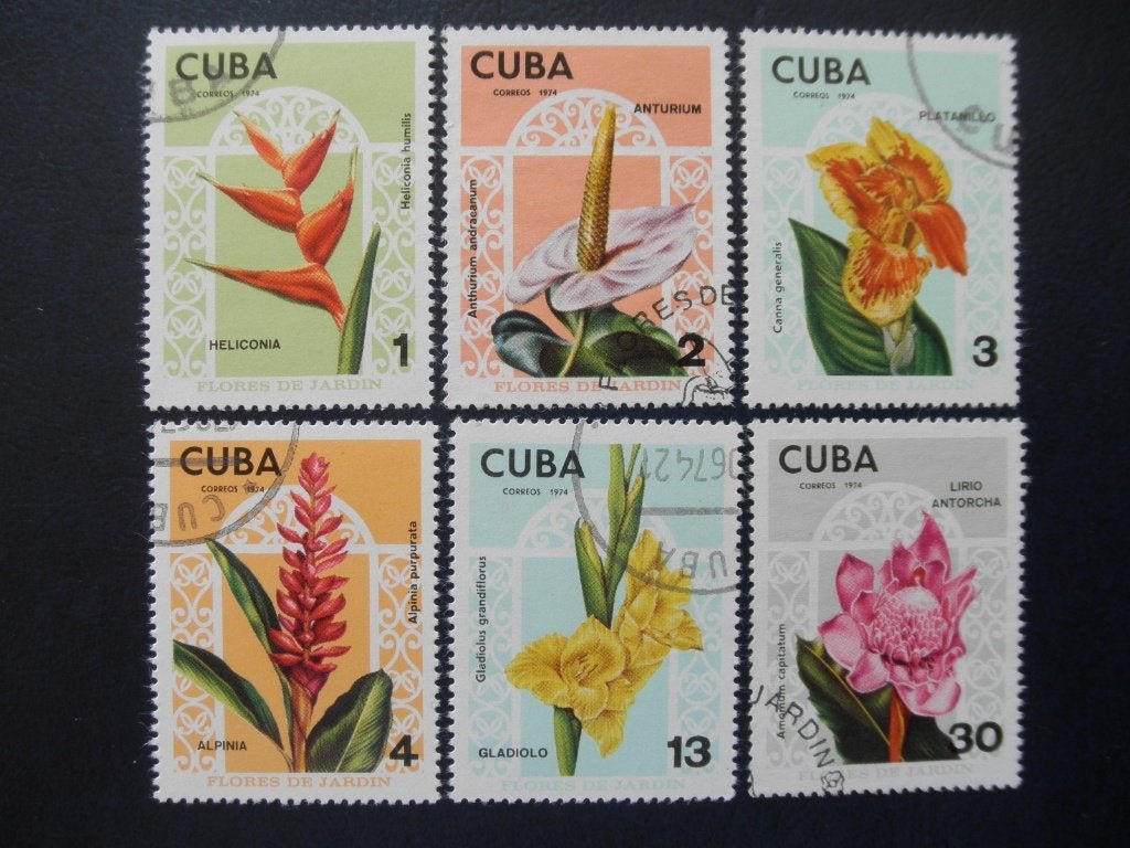 Postzegels bloemen Cuba 1974., Ophalen of Verzenden, Gestempeld, Dier of Natuur