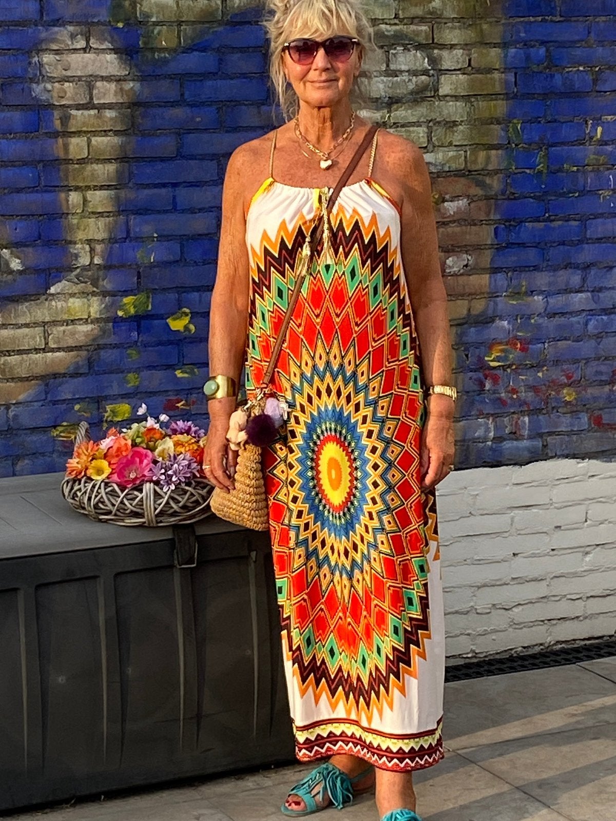 Ibiza jurk Boho Bohemien mt 36-40, Ophalen of Verzenden, Zo goed als nieuw, Onder de knie