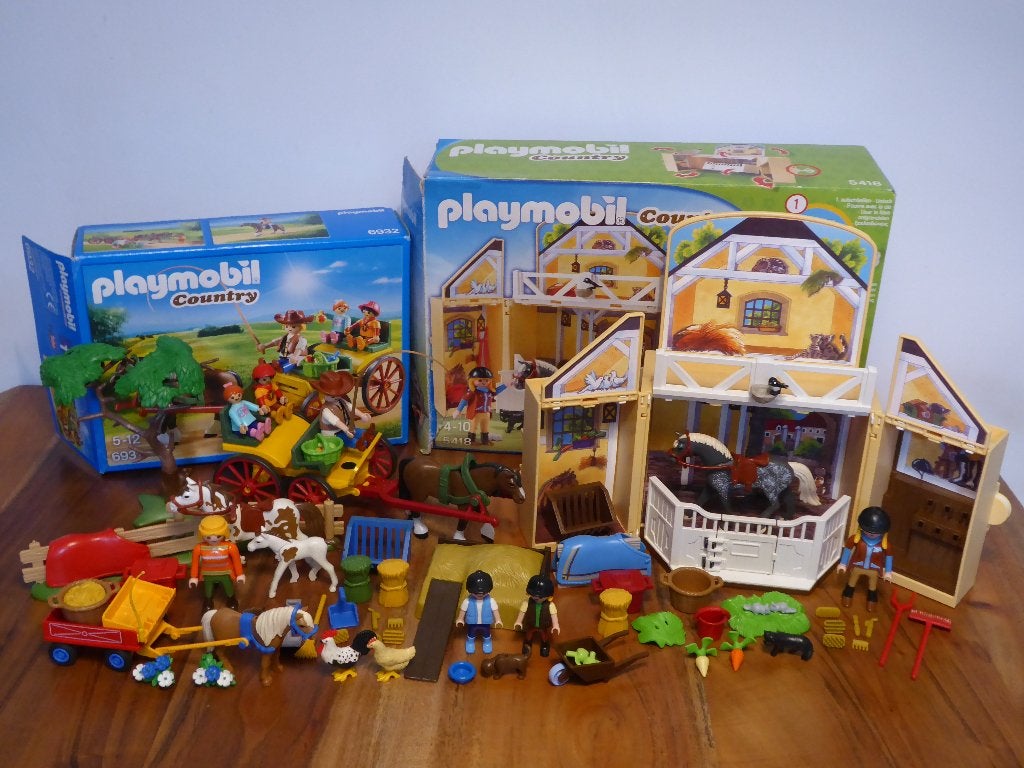 Playmobil 5418 speelbox paardenstal, kar / wagen en paarden, Ophalen of Verzenden, Gebruikt