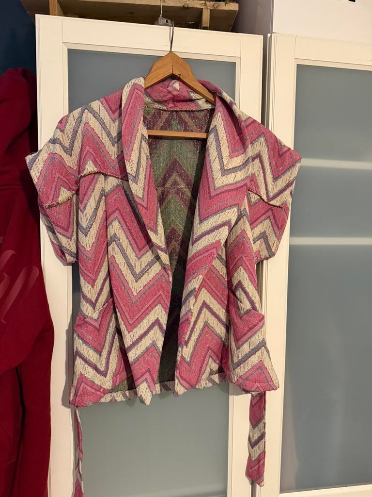 Gilet dames roze glitter 1 maat, Kleding | Dames, Ophalen of Verzenden, Zo goed als nieuw, Maat 38/40 (M), Roze
