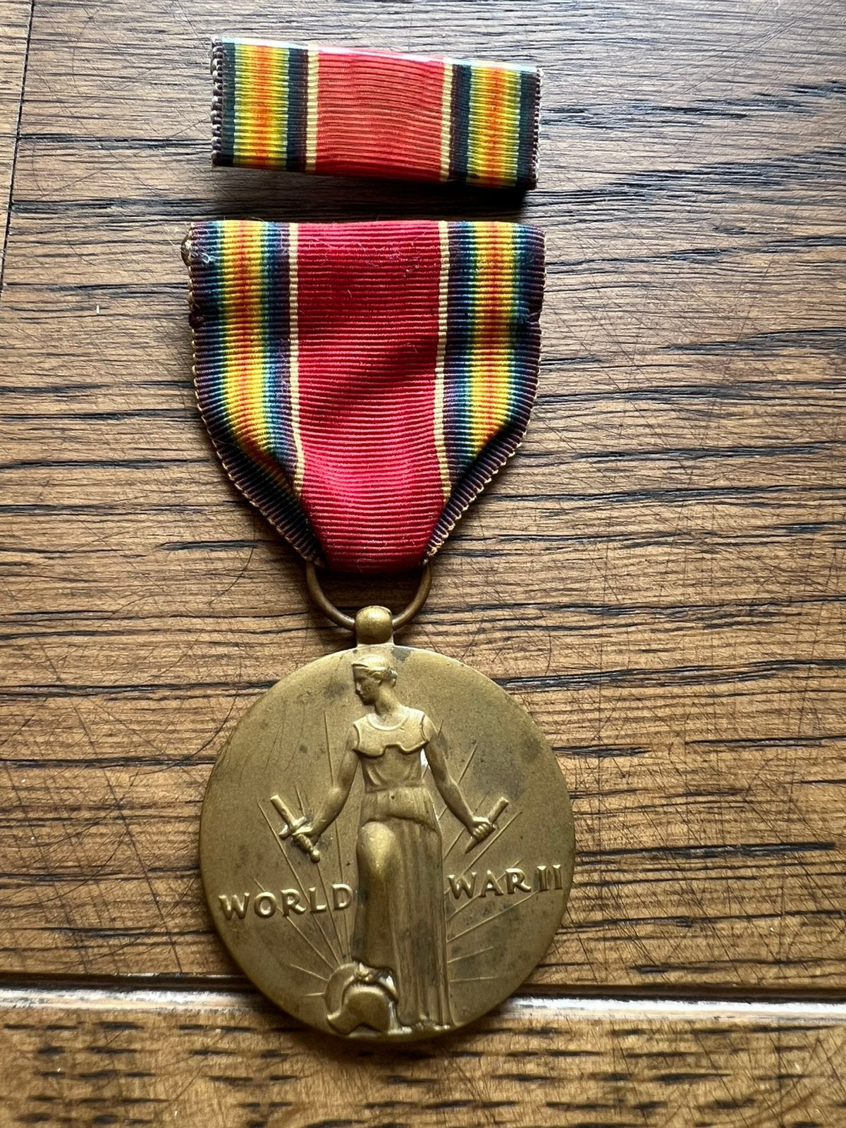 WO2 Amerikaans Victory medal medaille met ribbon bar baton, Amerika, Verzenden, Lintje, Medaille of Wings