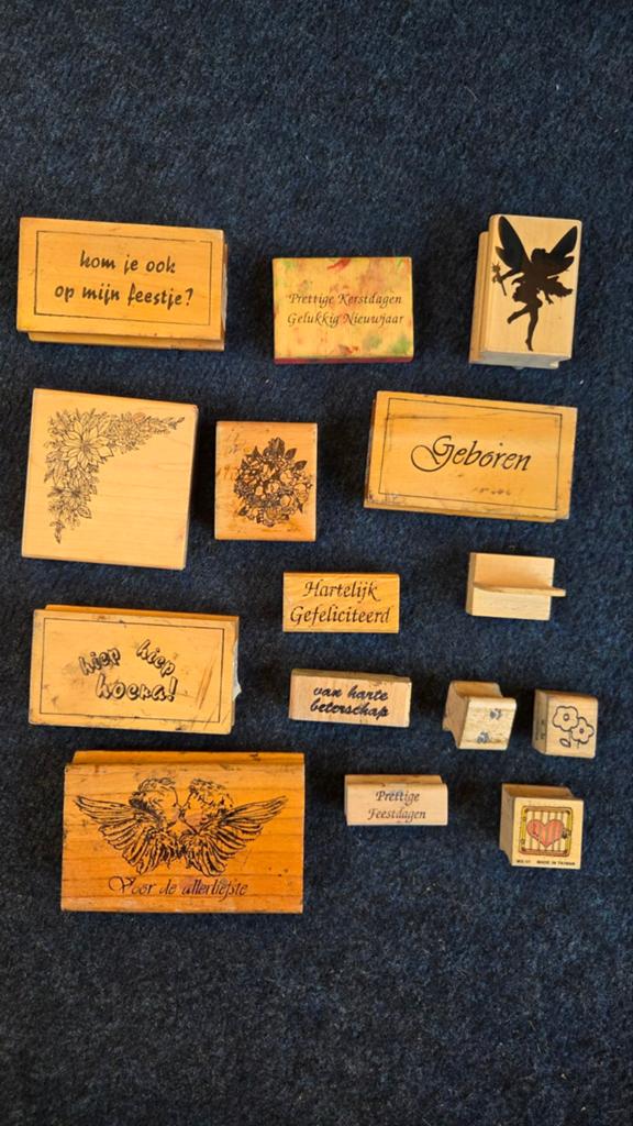 Diverse houten stempels - Feestdagen, felicitaties, etc., Ophalen of Verzenden, Gebruikt, Houten stempel