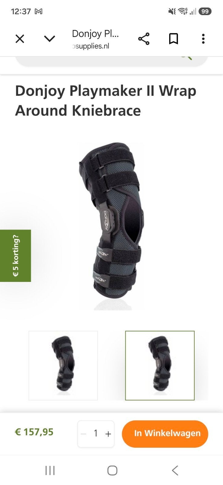 Donjoy kniebrace maat Xl, nagenoeg ongebruikt., Diversen, Braces, Ophalen of Verzenden, Nieuw
