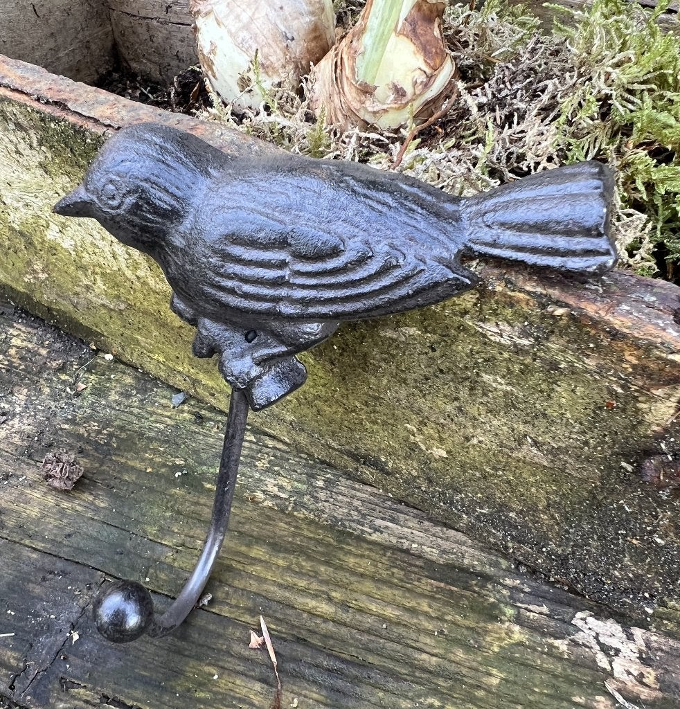 Gietijzeren kapstokhaak vogel met enkel haak bruin KH722, Robanjer, Wandhaken, Ambachtsheerelaan 9a 3481GJ Harmelen, Nieuw