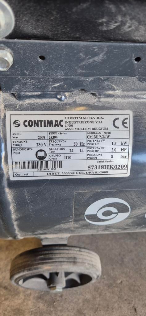 Contimac Compressor CM 2818/24 W - 24L, 8 bar, Doe-het-zelf en Verbouw, Compressors, Gebruikt, 6 tot 10 bar, Ophalen of Verzenden