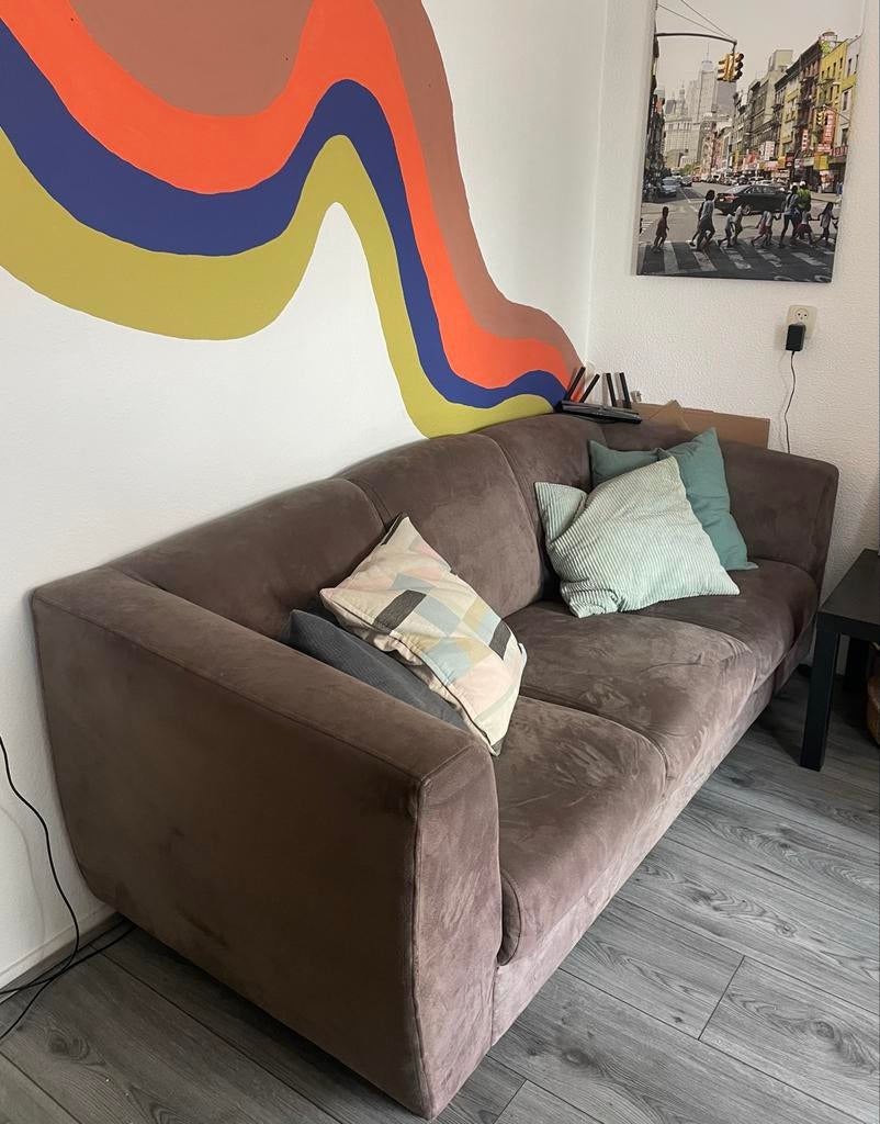 Donkerbruine bank, Ophalen, Gebruikt, Driepersoons, 75 tot 100 cm