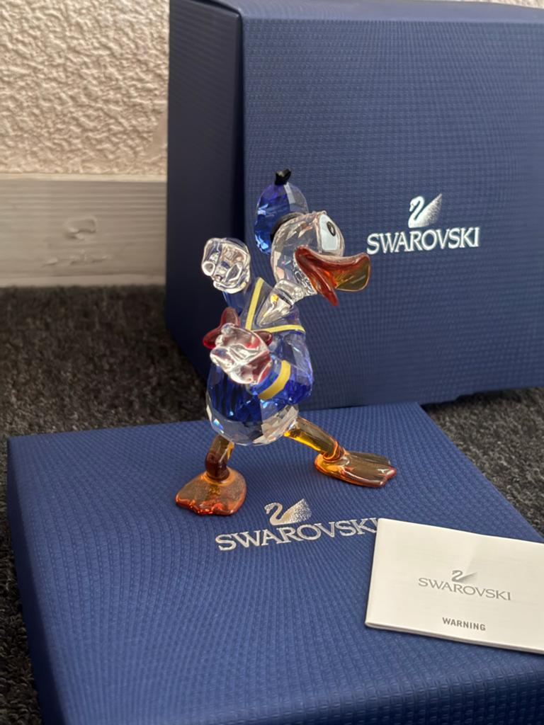 Swarovski Donald en Katrien Duck - Gekleurd Kristal, Ophalen, Zo goed als nieuw, Figuurtje