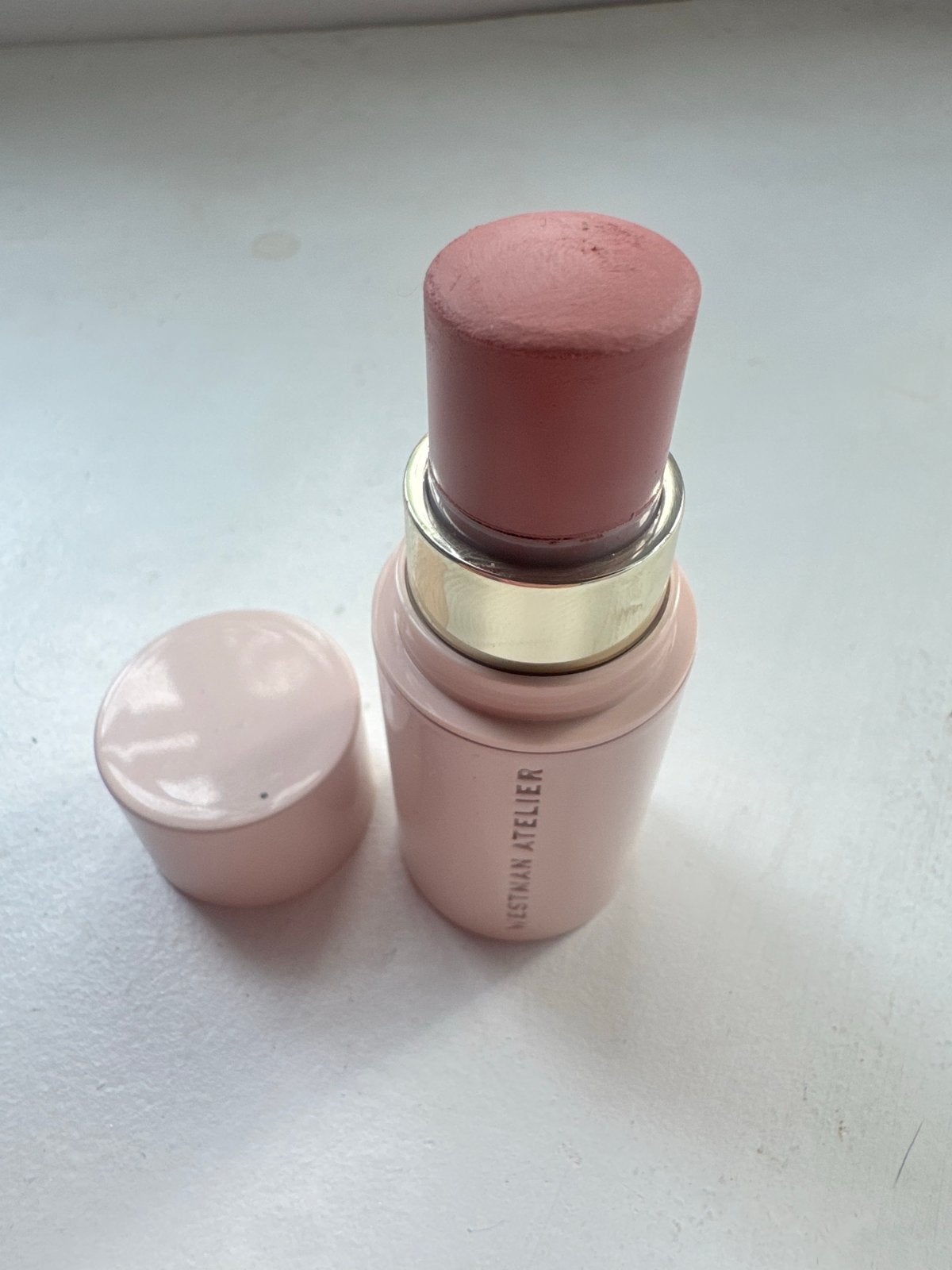 Westman Atelier Petite mini Baby Cheeks Blush Stick - Petal, Wangen, Verzenden, Zo goed als nieuw, Make-up