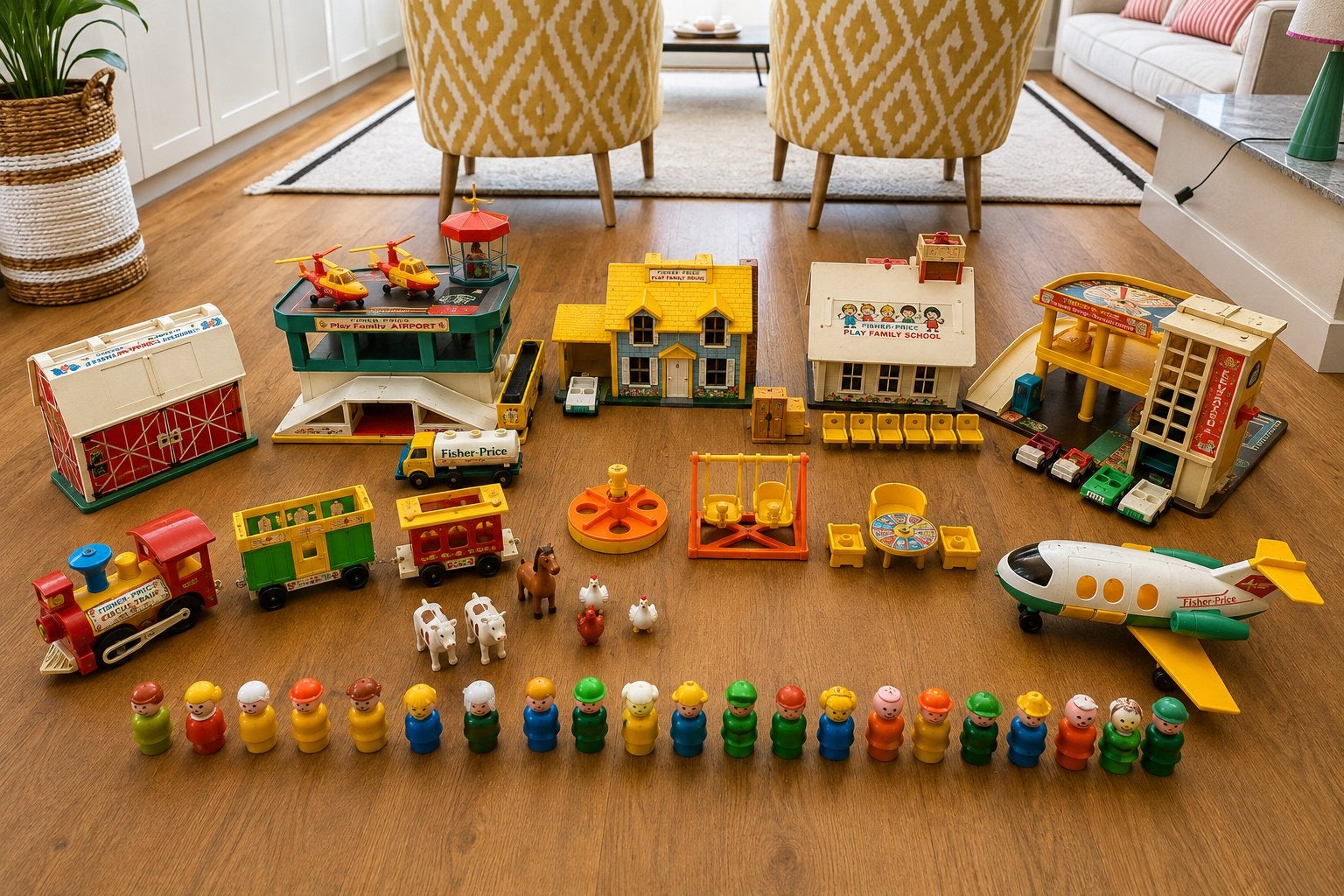 Grote Fisher-Price Little People collectie: boerderij, schoo, Ophalen, Gebruikt, Speelset