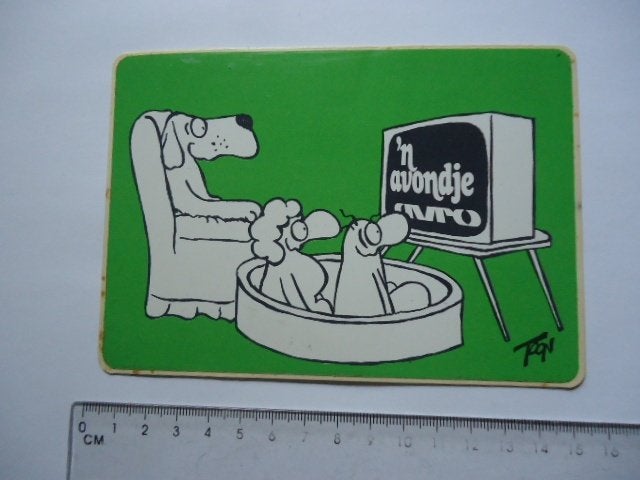 sticker oud Avondje AVRO Toon van Driel strip hond retro tv, Verzamelen, Verzenden, Zo goed als nieuw, Bedrijf of Vereniging