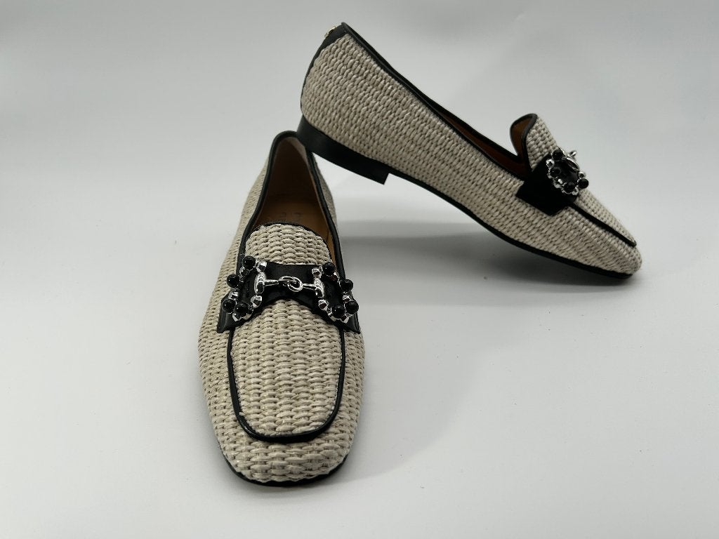 Marcos Nalini, maat 37.5 Geklede loafers in crème wit, Kleding | Dames, Verzenden, Wit, Nieuw, Marcos Nalini