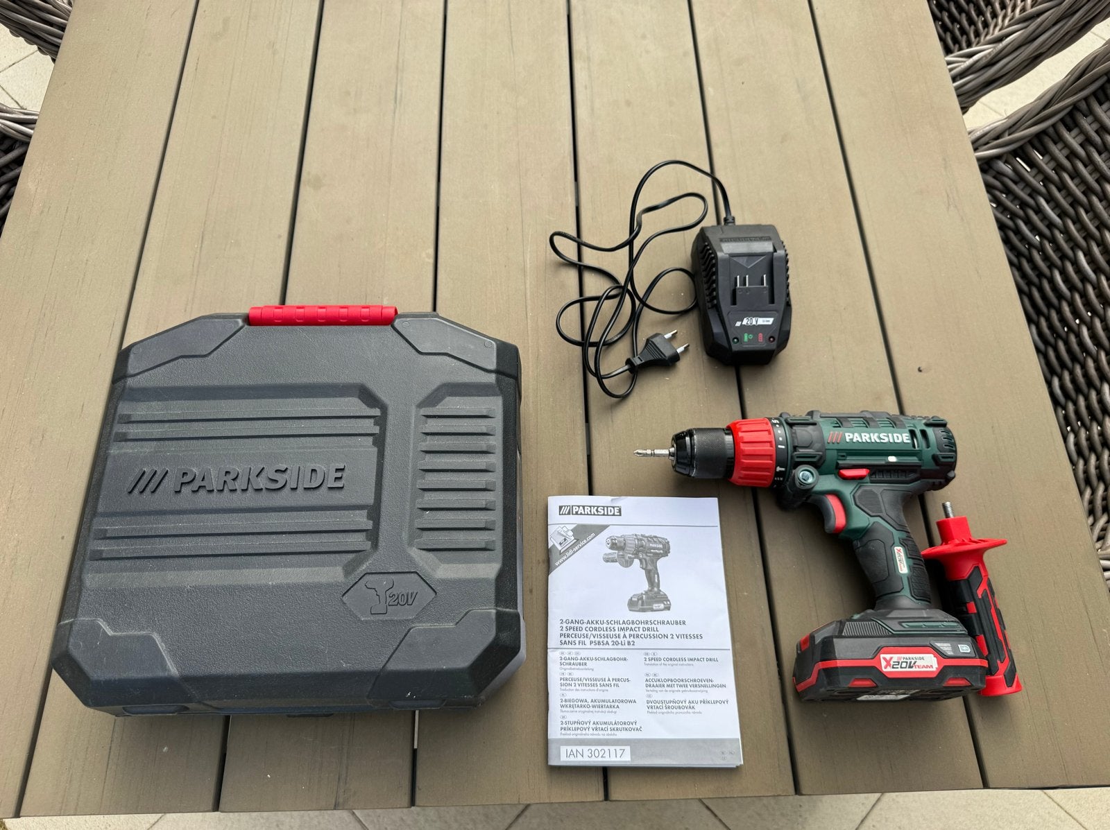 Parkside Accu Klopboormachine 20V Compleet in Koffer, Ophalen of Verzenden, Zo goed als nieuw, Boor- en Schroefmachine, Variabele snelheid