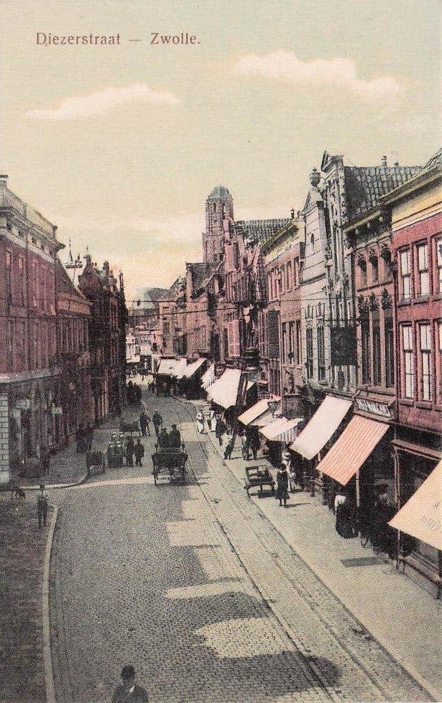 Zwolle - Diezerstraat (geanimeerd) gel. 1910, Ophalen of Verzenden, Voor 1920, Gelopen, Overijssel