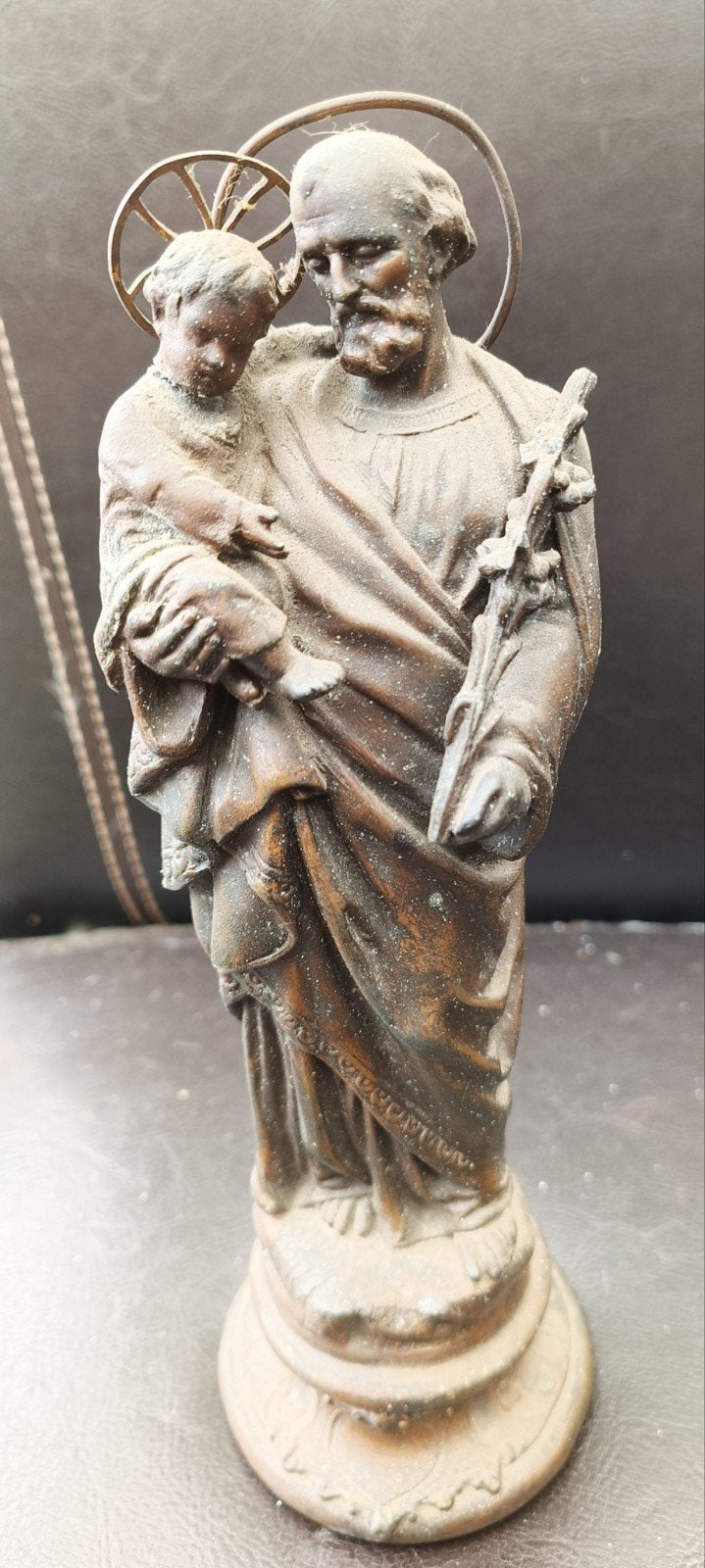 Antiek beeld St. Jozef met Kind Jezus, religieus, Antiek en Kunst, Antiek | Religie, Ophalen of Verzenden