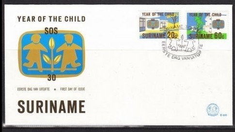 Suriname 1979 - FDC E35 - SOS Kinderdorpen, Postzegels en Munten, Ophalen of Verzenden