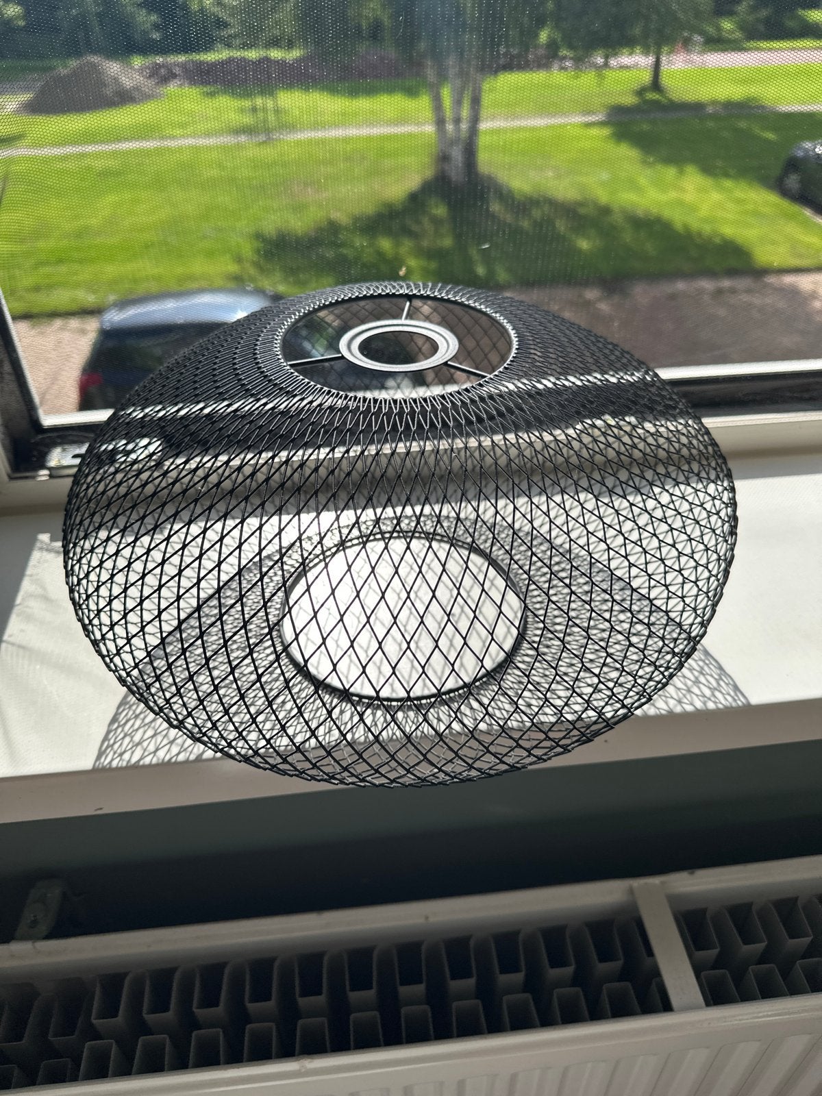 Zwarte metalen draadlampenkap, rond, Zwart, Rond, Ophalen of Verzenden, Zo goed als nieuw