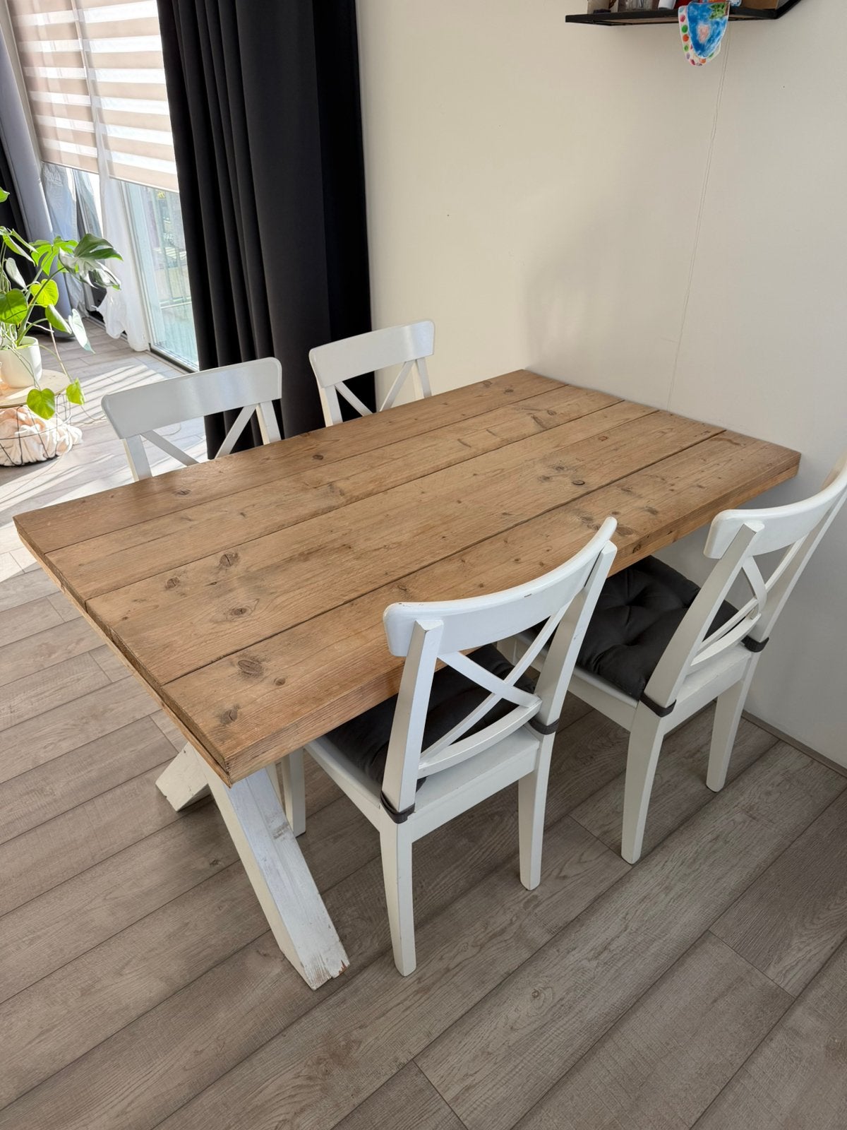 Eettafel met 4 stoelen, Ophalen, 100 tot 150 cm, 50 tot 100 cm, Zo goed als nieuw