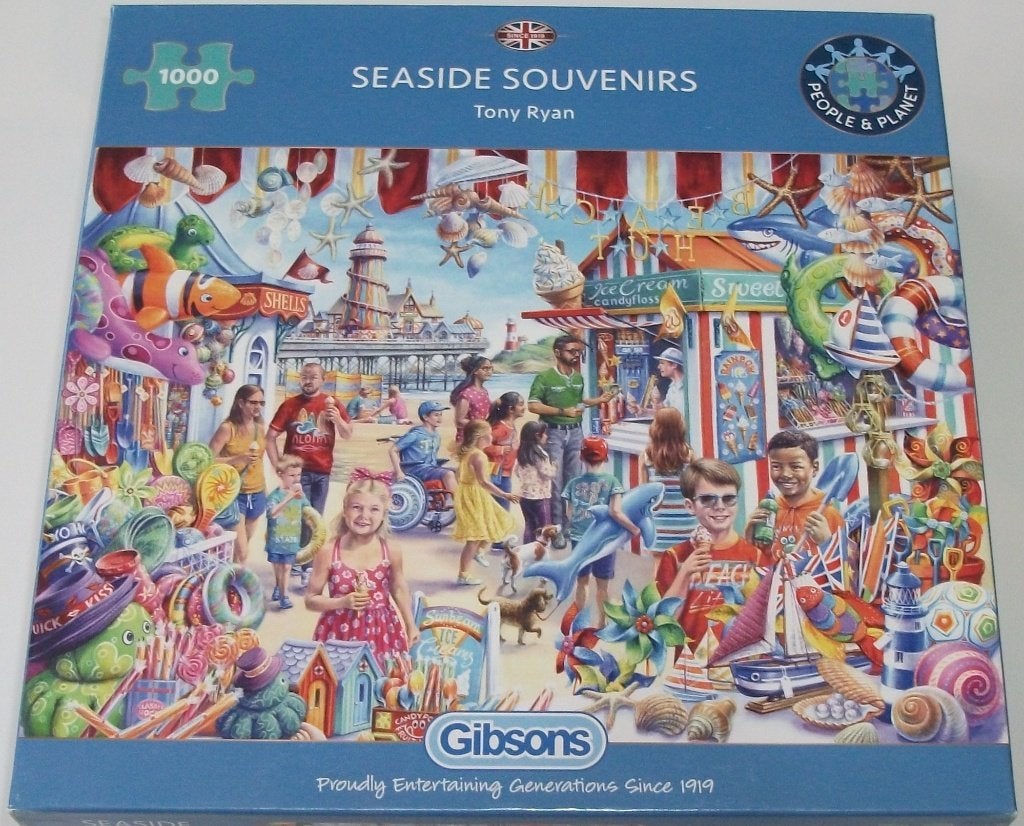 Puzzel *** SEASIDE SOUVENIRS *** 1000 stukjes Gibsons, Ophalen of Verzenden, 500 t/m 1500 stukjes, Zo goed als nieuw, Legpuzzel